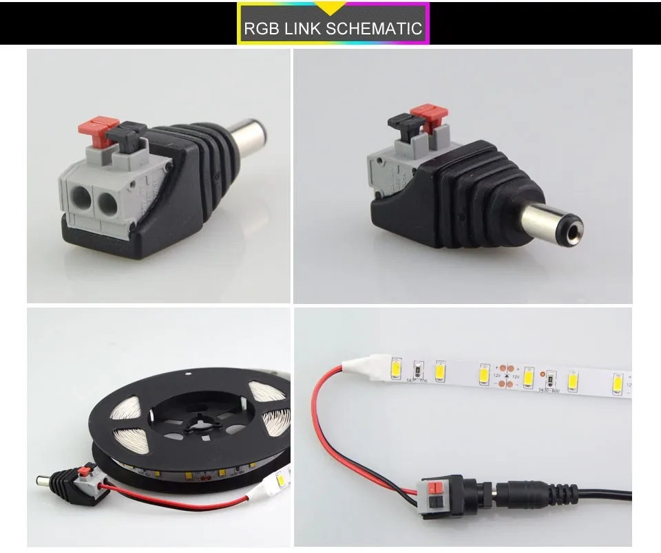 led Screwless Terminals DC 5.5x2.1mm Male Plug CCTV Power Connector,DC Power Male Connector