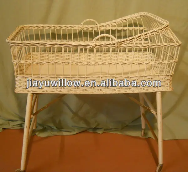 Natural Antique Baby Carry Willow Basket Stroller With Wheel - Buy ...