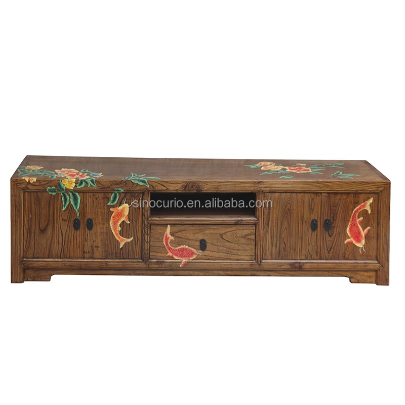 Beijing Antique Furniture Painted Solid Wood Tv Stand Cabinet