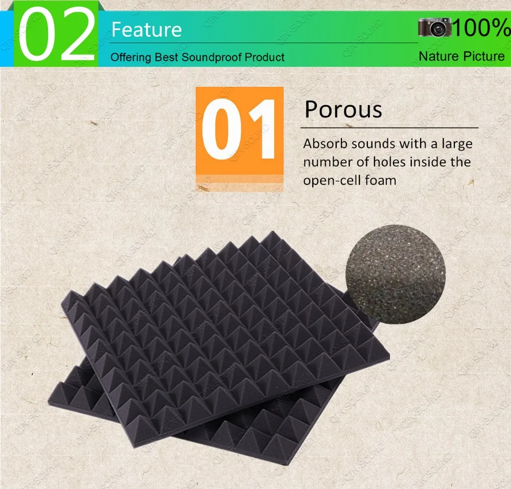 Decorative Noise Reduction Pyramid Foam Sponge/noise Blocking Acoustic