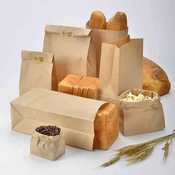 Custom Made Kraft Paper Bread Bags For Packaging Sandwich Custom Made Kraft Paper Bread Bags For