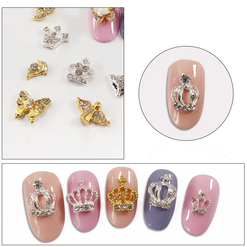 Hot Sale Beauty Rhinestone Colorful 3d Nail Art Alloy Nail Accessories