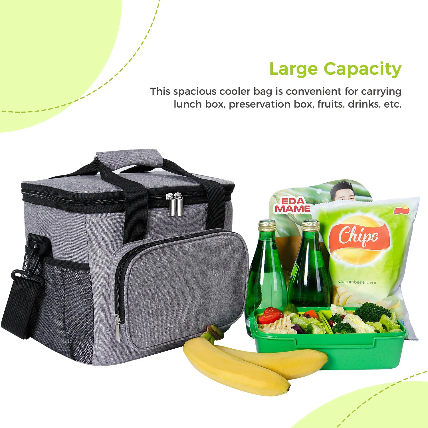 Insulated Lunch Bag Box 15l ( 24can ) Soft Cooler Ice Pack Large