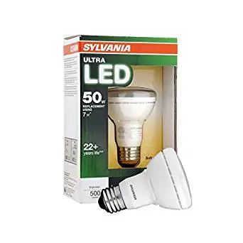 SYLVANIA Ultra 7-Watt (50 W Equivalent) 592637 R20 Medium Base (E-26) Soft White Dimmable Indoor LED Flood Light Bulb