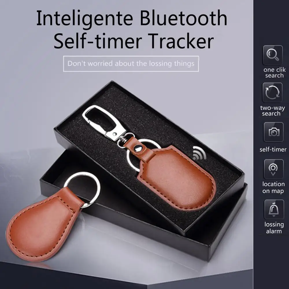Genuine Leather Antilost Smart Keychains,Key Finder,Wireless Bluetooth