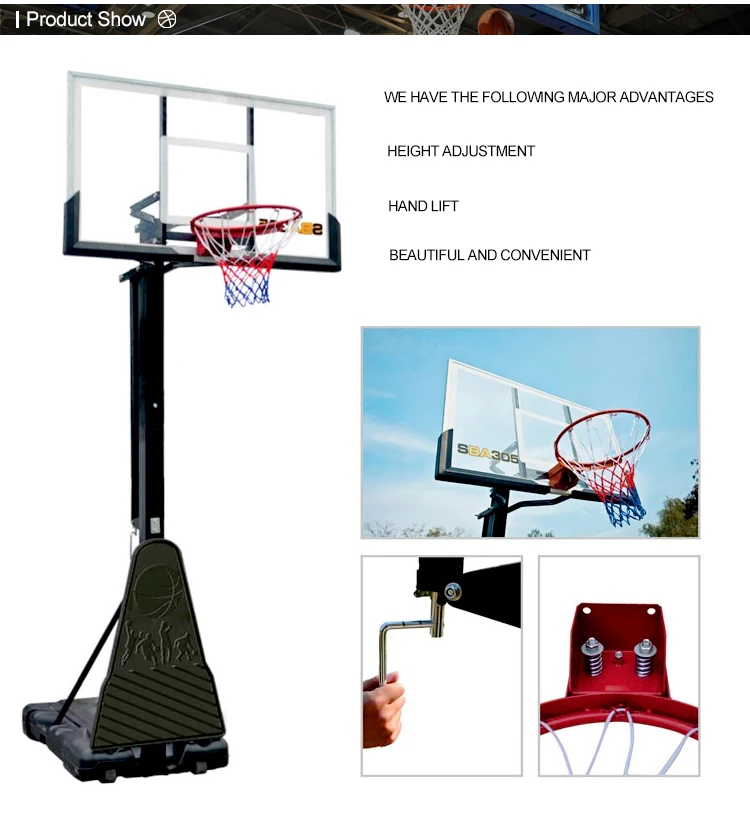 Hot Sale Portable Adjustable Foldable Basketball Hoop Stand System For