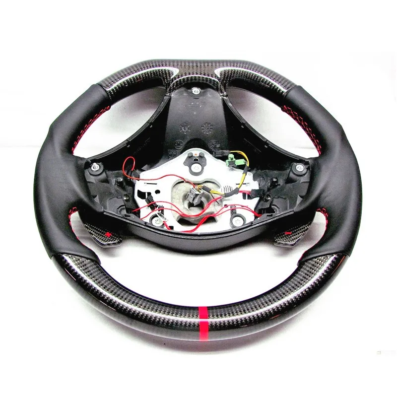 Auto Carbon Fiber Racing Car Steering Wheel For Bmw E82 E87 E90 E92 330i 335i 135i Red Ring Flat