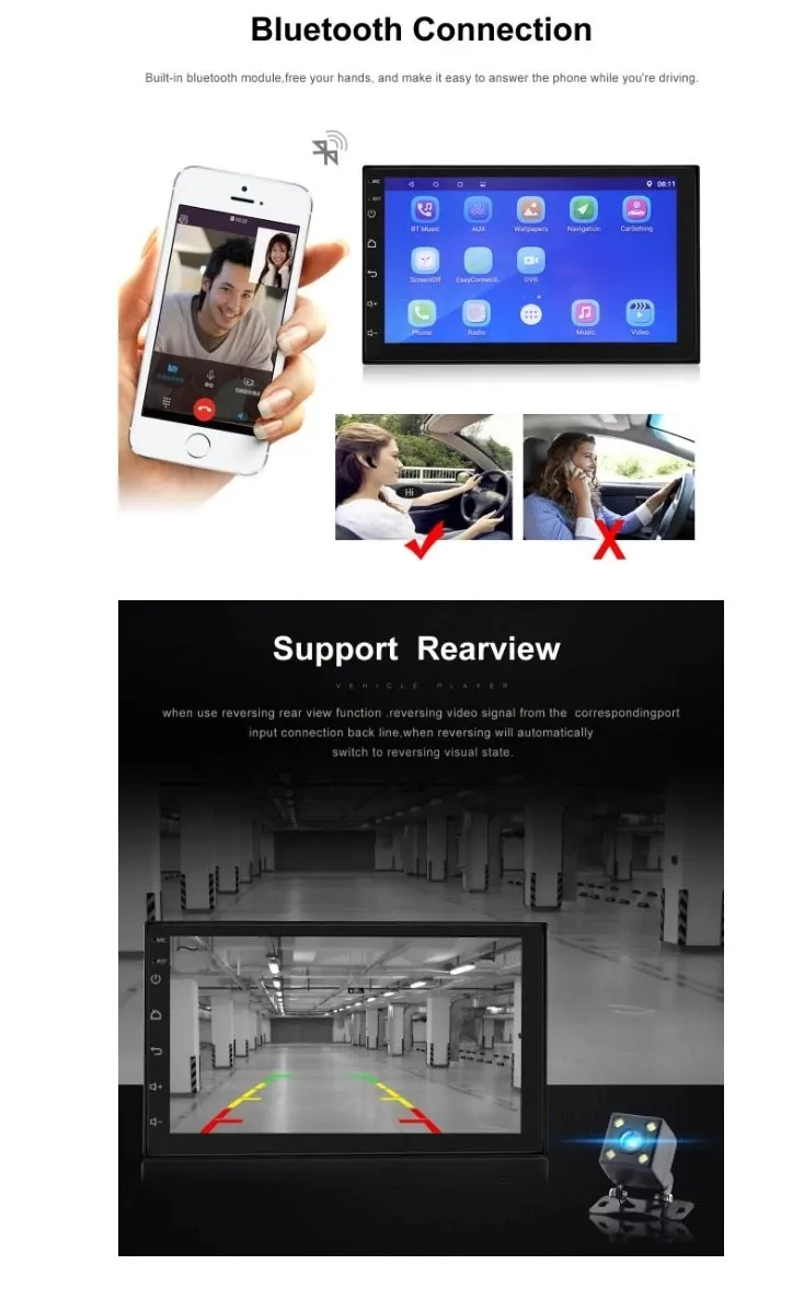 Touch Screen Android 8.1 Car Mp5 Multimedia System Video Gps Car