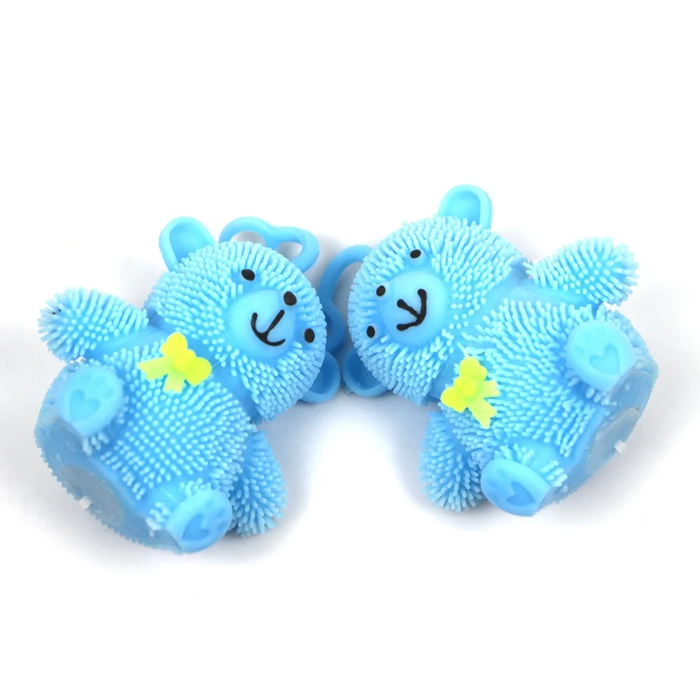 Healthy puffer ball stress relief blue tpr soft teddy bear toy