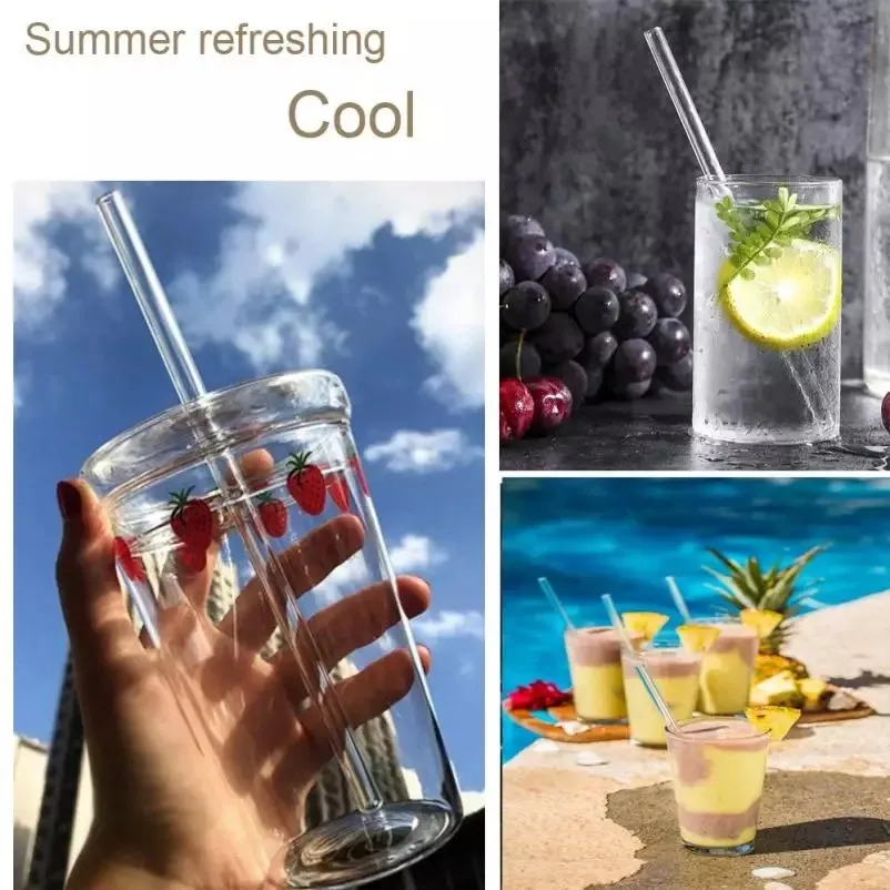 Wholesale Glass Straws Drinking Bent Straight Smoothie Straws Set Buy