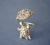 Best selling products silver turtle ring,adjustable silver turtle ring with a leaf