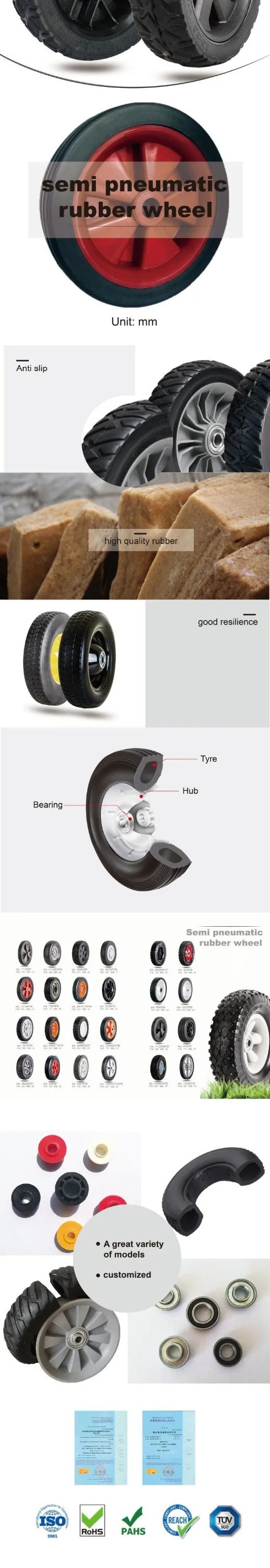 Semi Pneumatic Rubber Plastic Wheel 10 Inch Wheel For Lawn Mower,Lawn