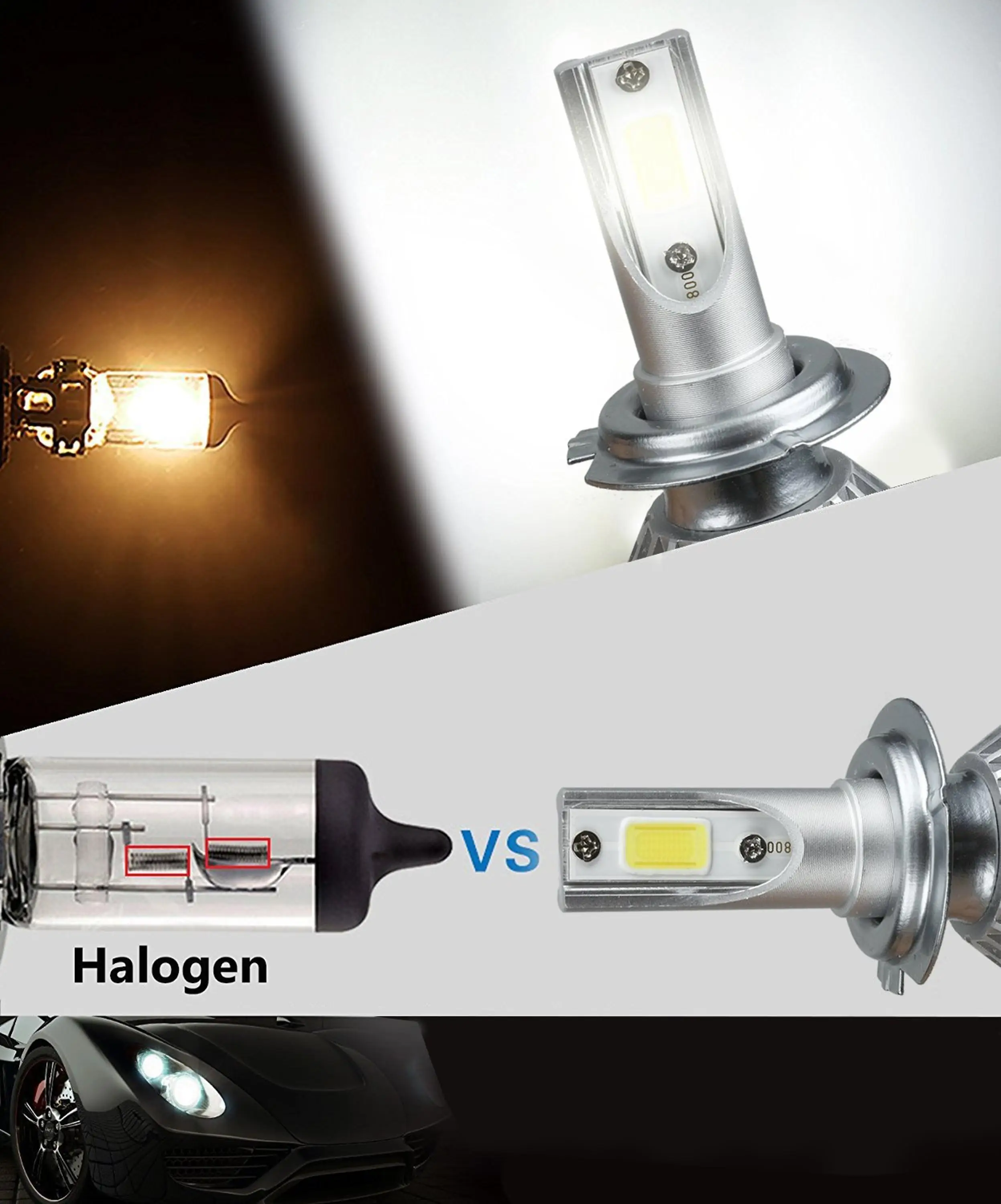 Cob H9 C6 Led Headlight 72w 3800lm Led Headlight Kit Bulbs Single Beam