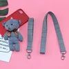 Decorative beauty DIY mobile phone shell accessories Cloth bow tie bear British style long lanyard material
