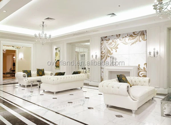 Glossy plain white floor tiles