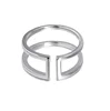 Trendy Jewelry Open Bar Ring Sterling Silver Double Line Bar Ring Women's Ring On Sale