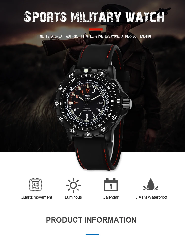 Divers Men Military Sports Watch Silicone LED Watch Light Curren Watch Automatic