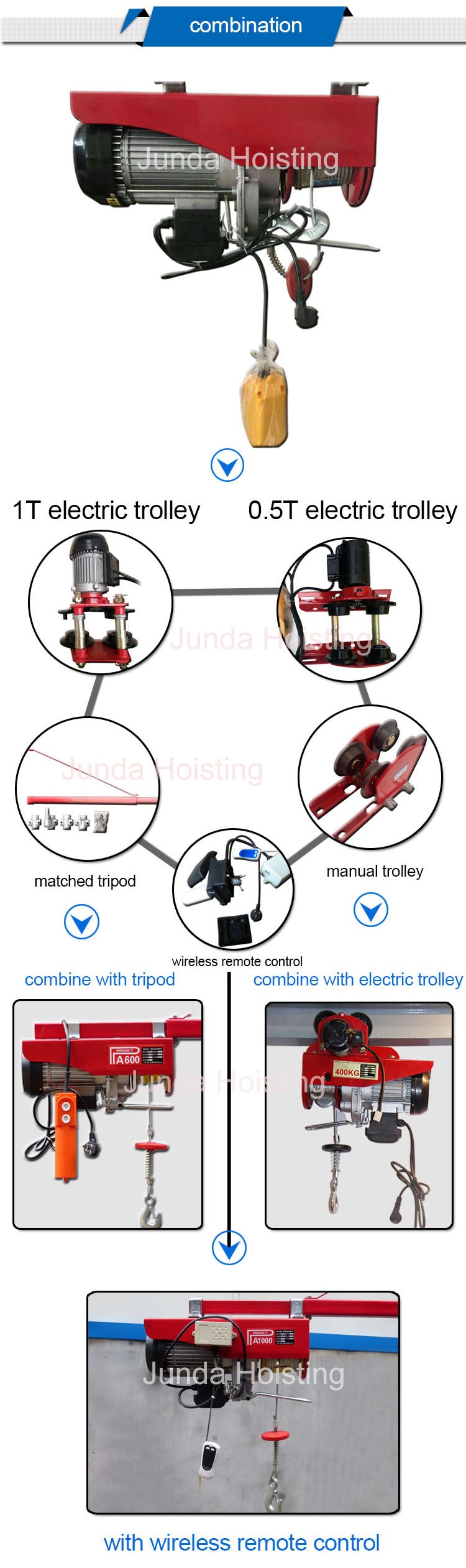 600kg electric rope pulley hoist / wire rope pulling electric winch