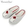 Cotton Cute Penguin Animal Pattern Home Slippers Women Indoor Shoes For Bedroom House Adult Guest Warm Winter Soft Bottom Flats