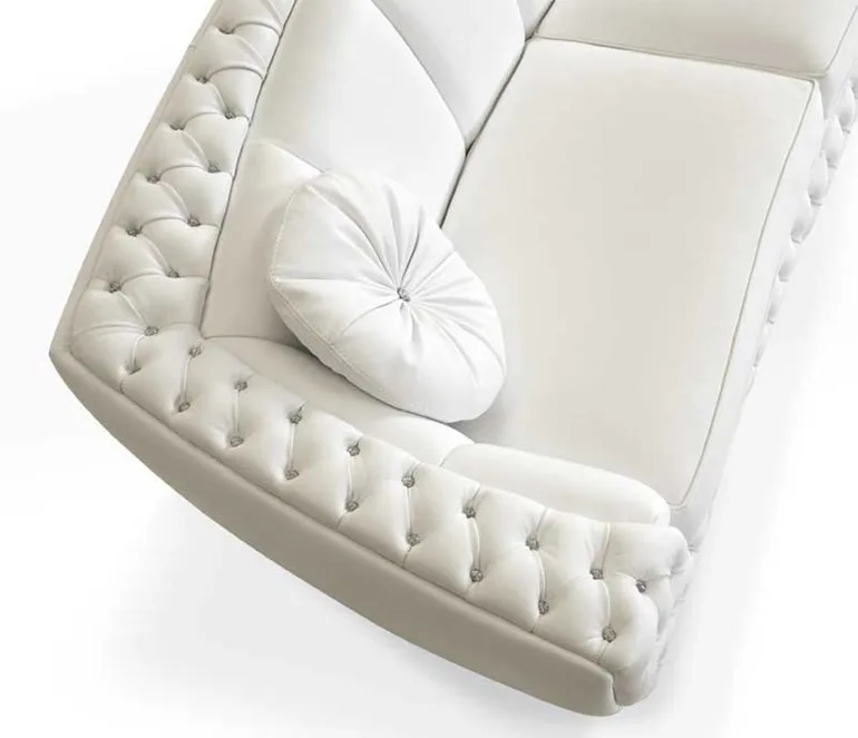 Crystal Button Tufted Leather Sofa Hds1566 Buy Modern Leather Sofa