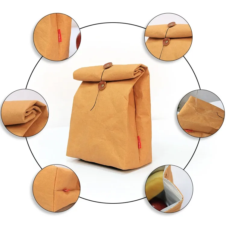 brown paper tyvek insulated lunch bag