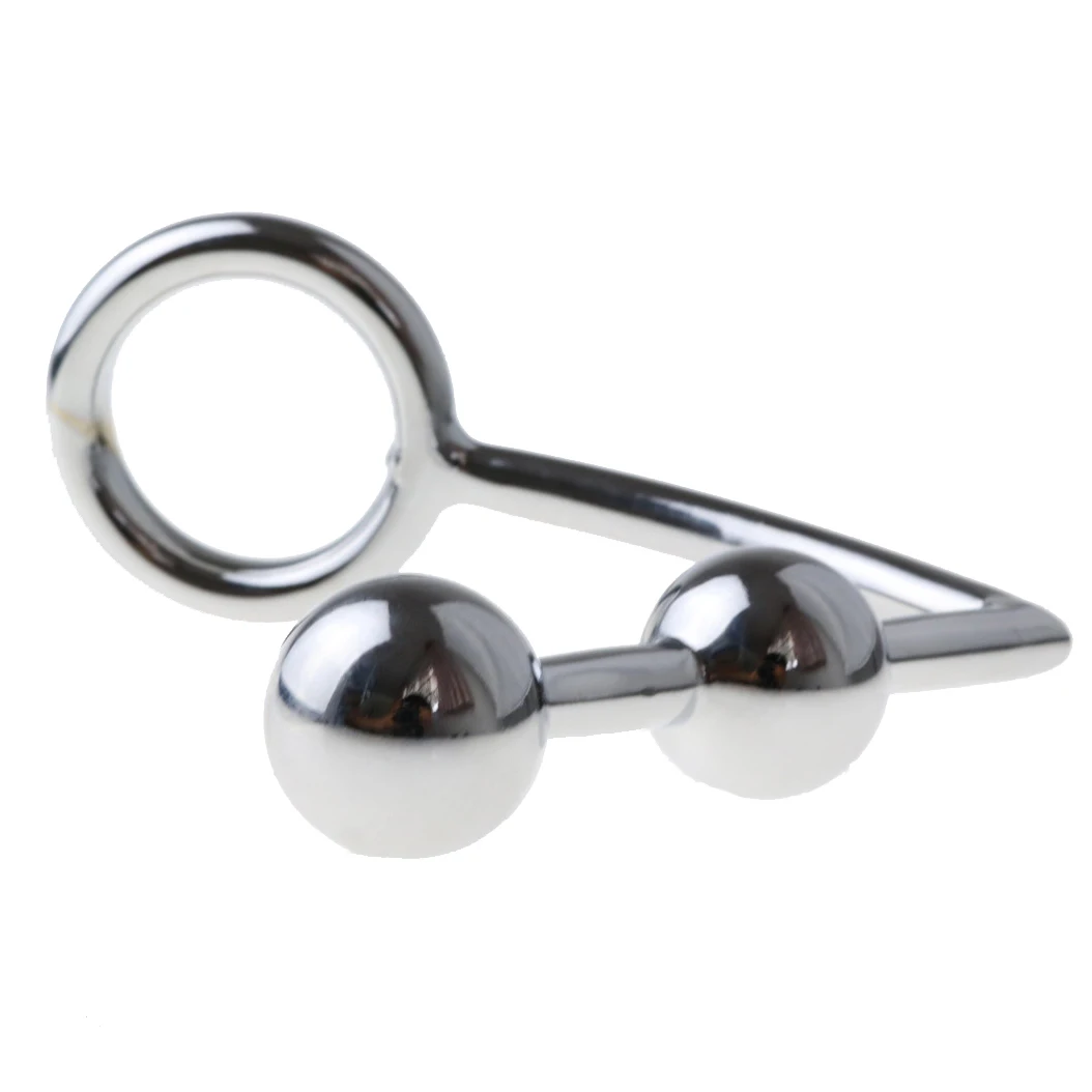 Big Anal Cock Ring Stainless Steel Metal Beads Butt Plug A