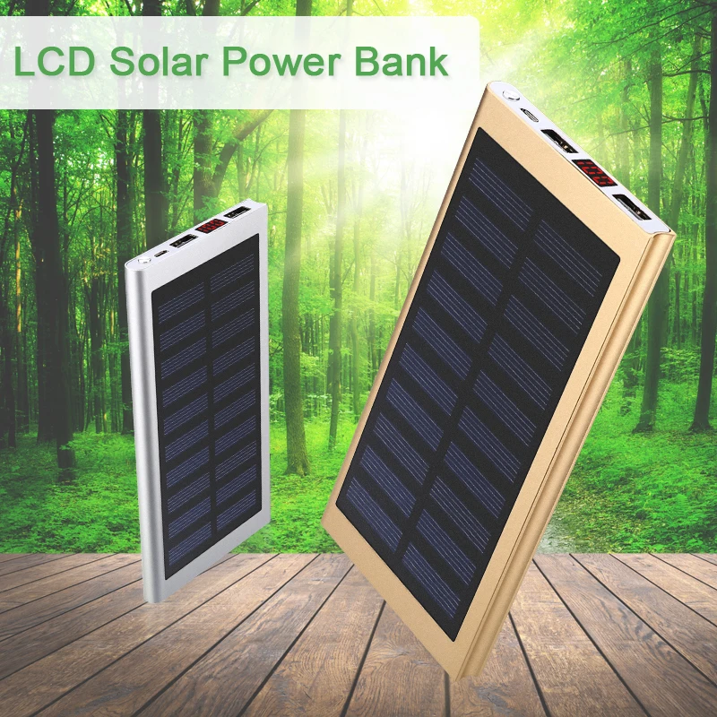20000mah Solar Power Bank With Lcd Ultra Thin External Solar Panel