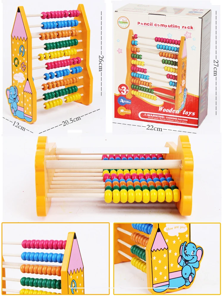 Custom Educational Abacus Math Toys Numbers Counting Montessori Wooden Abacus Beads Toy