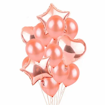 Birthday wedding decoration rose gold balloon suit Rose Gold Heart Balloon with confetti and foil paillette