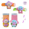 Infant cute animal monkey elephant toy wrist strap super soft plush foot baby rattle socks for boys and girls
