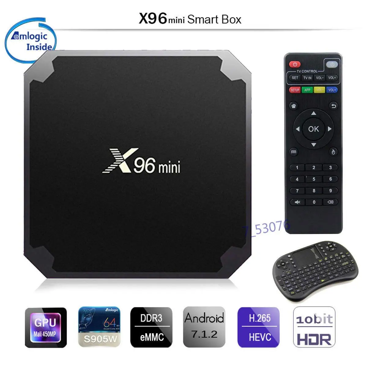 Mocei New X96 Mini 8G 16G Amlogic S905W Quad Core 4K WiFi Smart TV Box Android 7.1 FZC 1G+8G Without I8 Air Mouse