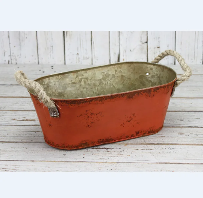 Factory Sells Garden Flower Trough Vintage Painting Galvanized Iron
