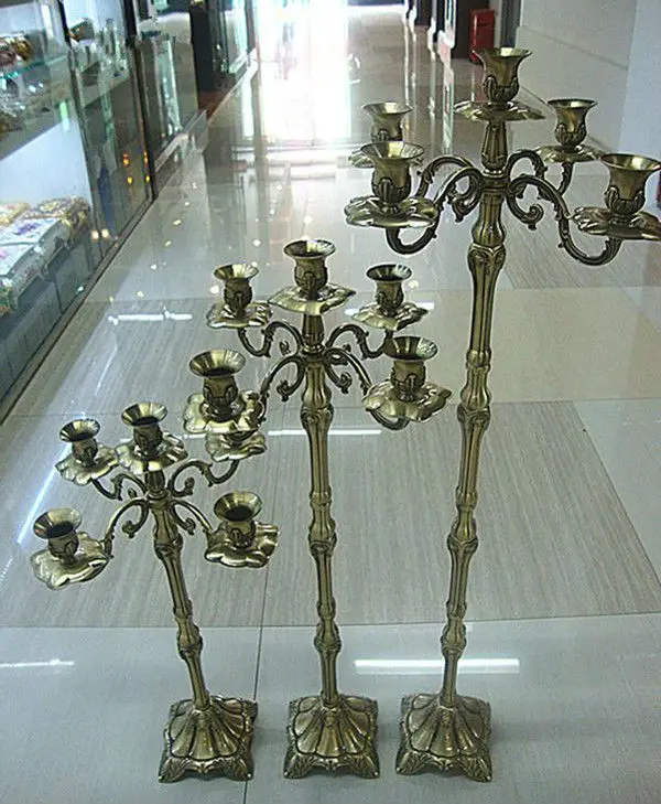 Wholesale Candelabra Centerpiece 5 Arm Antique Bronze Candlestick