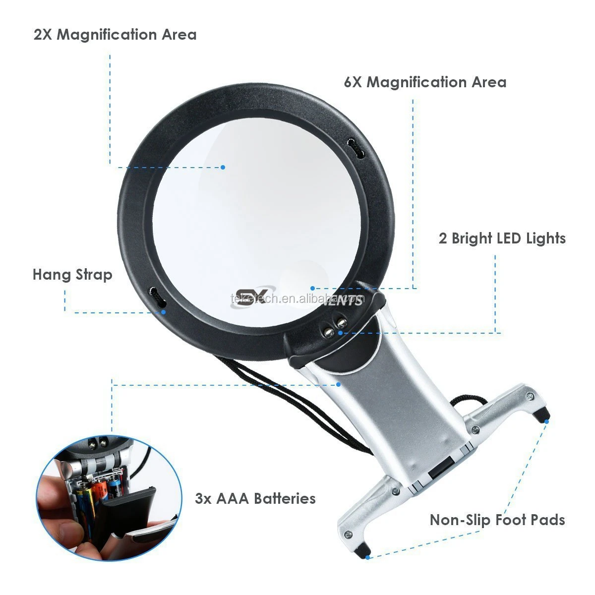 Magnifying Glasses Hands Free LED Loupe Lighted Reading Magnifier Neck Wear Quality Magnifying Glass for Seniors Sewing Cross Stitch Embroidery 