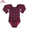 Christmas Toddler Baby Basic Leotards Bodysuit Long Sleeve Red And Black Buffalo Plaid Leotard