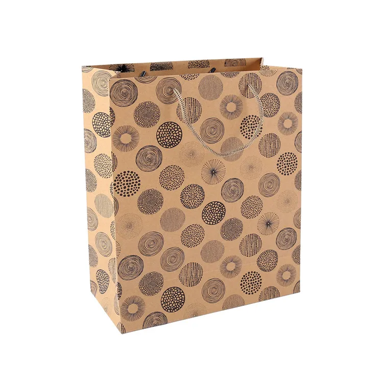 Hot Selling Printed Brown Color Paper Bag Reusable Stars Gift Paper Bag With handle