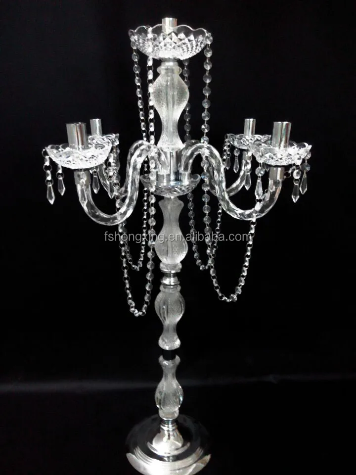 Elegant High Clear Plastic Candelabra For Wedding Table Centerpiece