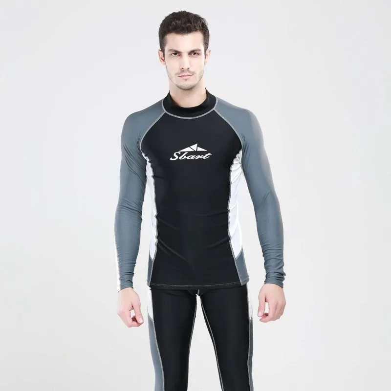 Wholesale SBART two-piece diving suit sunscreen swimsuit long sleeve beachwear mma rashguards for men