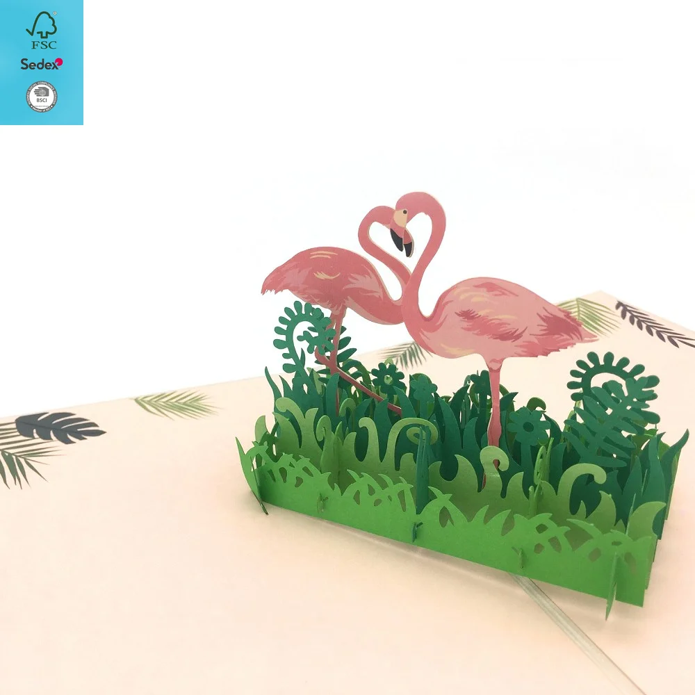 Instagram Flamingo Garden Kirigami Pop Up Card For All Occasion