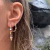 18 Gold plated geometric round circle pave rainbow multi color cz hoop earring for lady