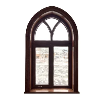 CH&Ecirc;NE en bois fen&ecirc;tre d'&eacute;glise bois fen&ecirc;tre avec verre sculpt&eacute;