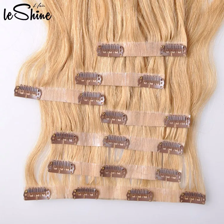 Thick Wavy 22inch Platinum Blonde Single Piece 100% Human Remy Clip Hair Mongolian Long One Piece Human Clip In Hair Extension factory