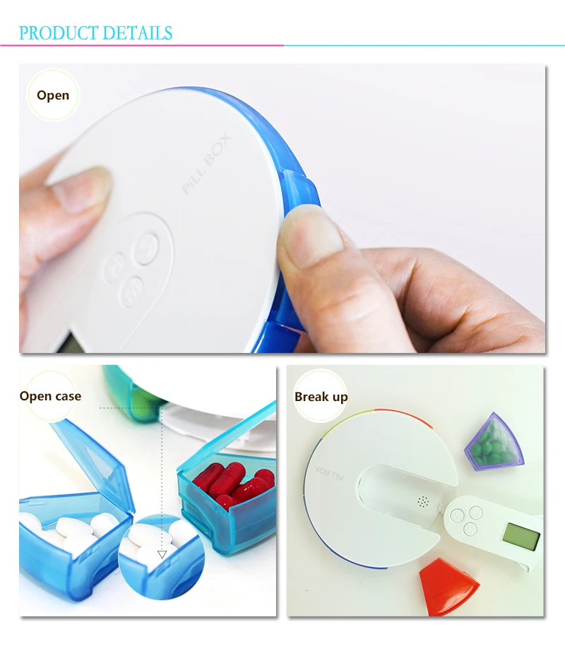 Tp08b Weekly Automatic Pill Dispenser Plastic Container Medicine Case 7 Day Holder Electronic ...