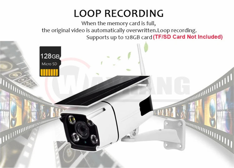 Solar Power IP Camera 1080P HD Wireless WIFI Surveillance Security Camera Outdoor Waterproof IR Night Vision