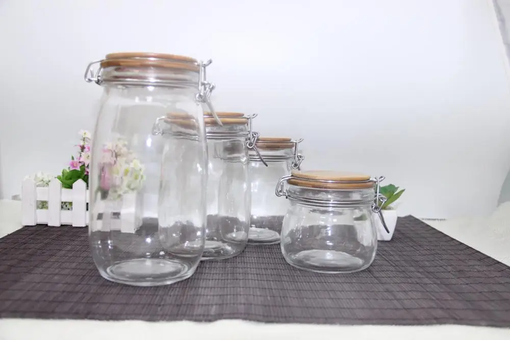 empty glass jar for canning with lock lid bamboo large glass pickle