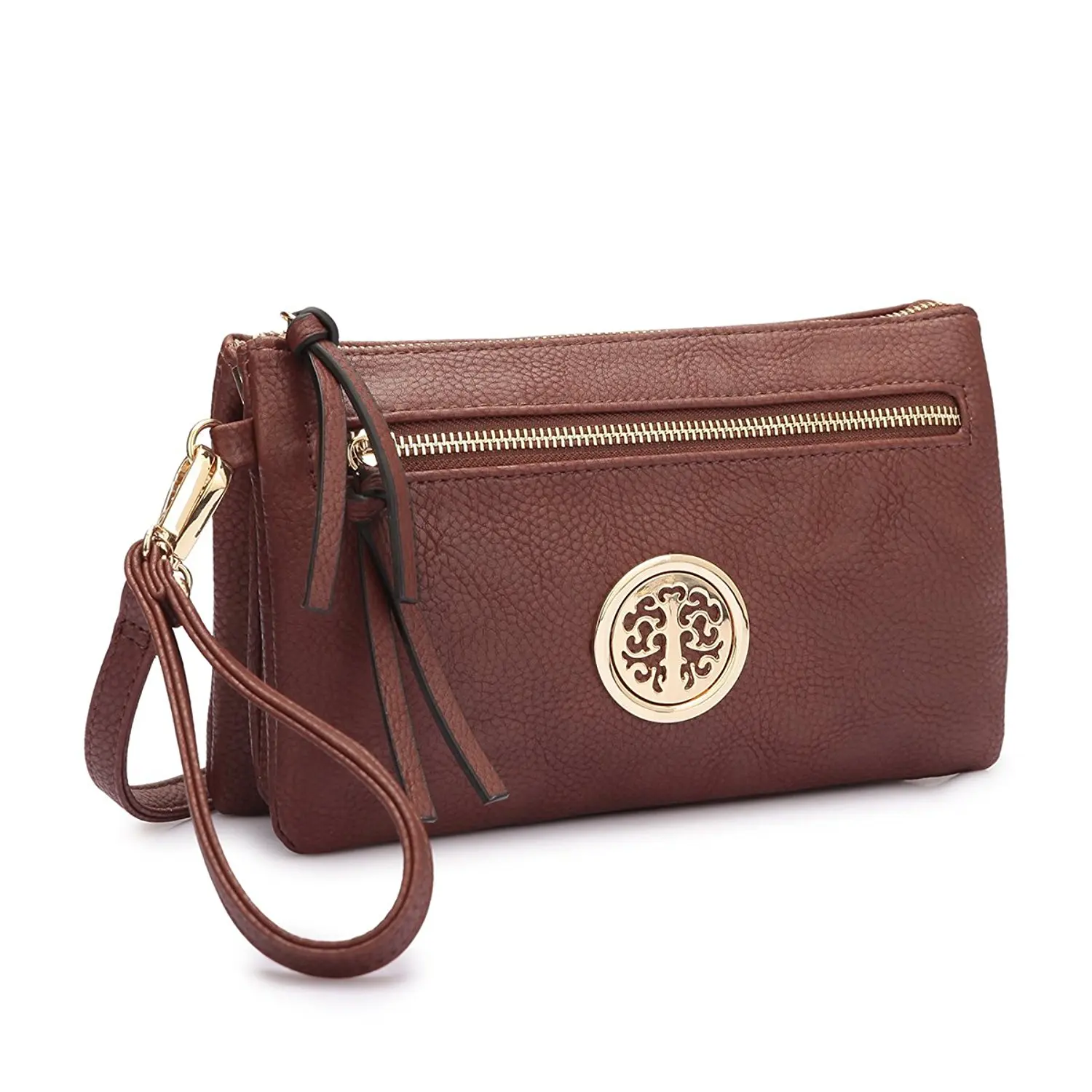 MMK Collection Fashion Crossbody Bag ~Messenger Purse~Crossbody Bag for Women~Designer Fashion Wristlet Wallet Multi Pocket Clutch Purse (MA-18-7217 Brown)