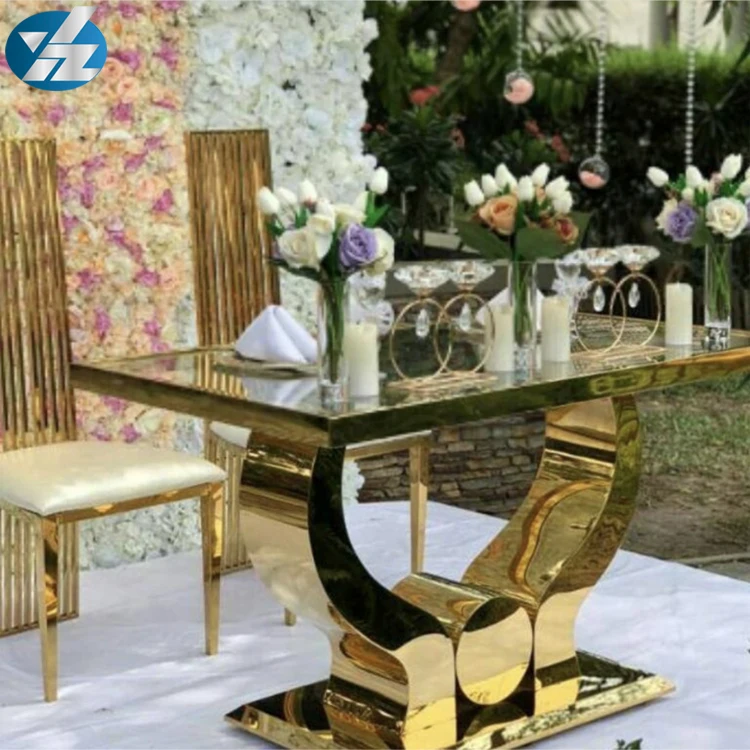 Gold Stainless Steel Leg Dining Tables - Buy Dining Tables,Stainless