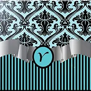 Rikki Knight 12 x 12 Letter S Purple Damask Stripes Monogrammed Design Ceramic Art Tile