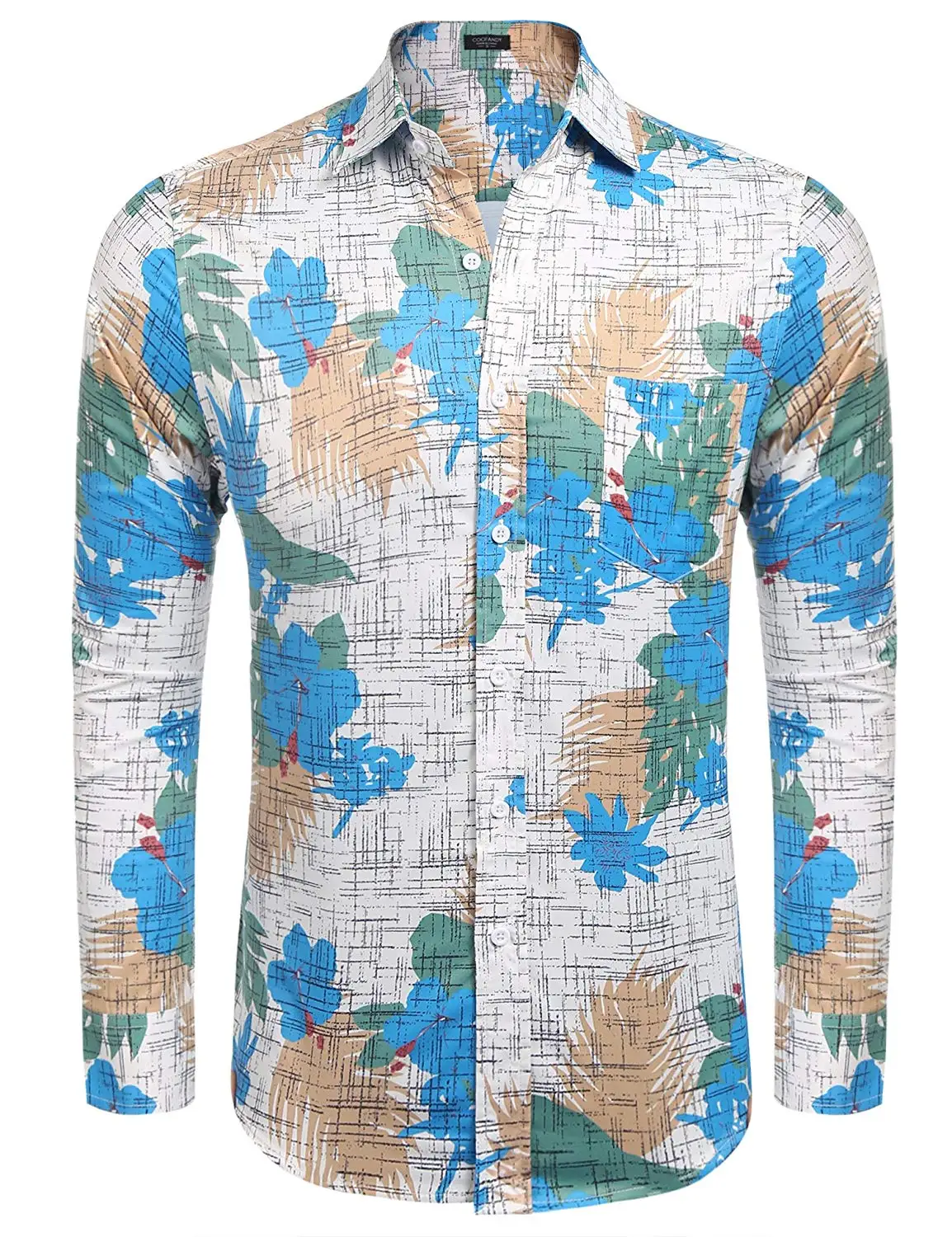Buy COOFANDY Mens Floral Shirt Slim Fit Long Sleeve Casual Cotton ...
