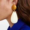 Kaimei women fashion 2018 matte gold bali earrings designs imitation teardrop pearl dangle earrings women accessories jewelry